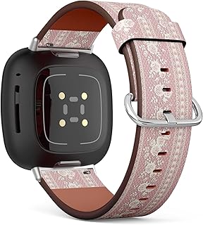 CJBROES Replacement Leather Watch Band, Compatible with Fitbit Versa 3 and Fitbit Sense of Wristband Bracelet Accessory - lace-Branches-Roses