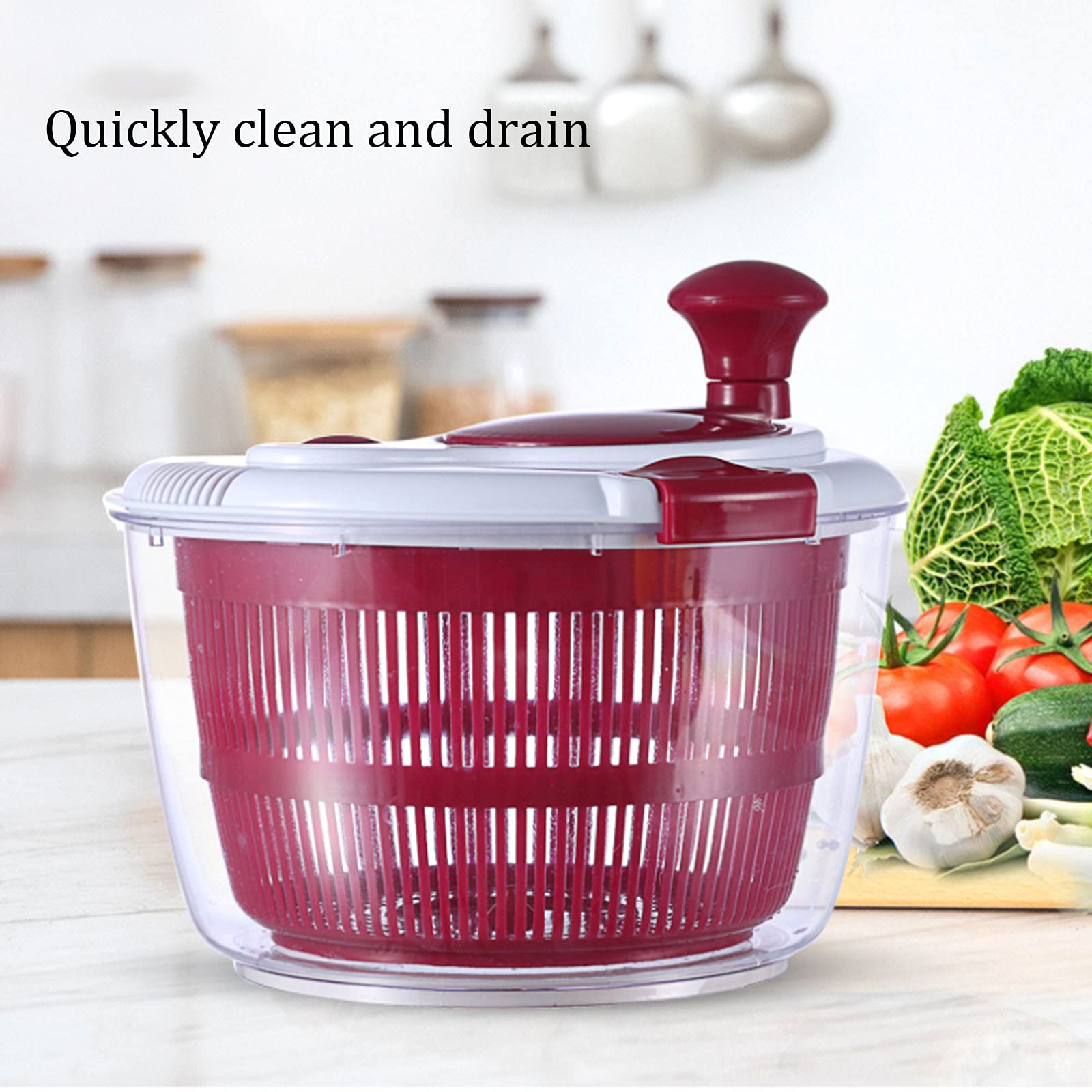 Centrifuga Per Insalata Da 5 Litri | Scolaverdura Plastica | Asciugatura Rapida E Igienica - Foto 6