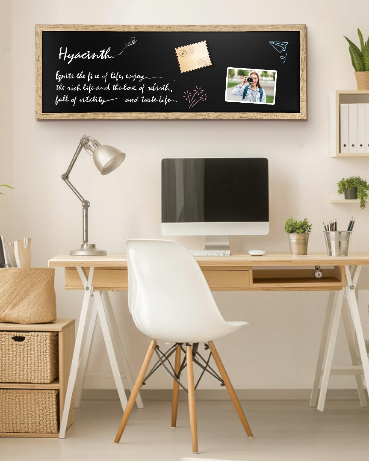 Okydoky Lavagna magnetica con cornice in legno, 30 x 90 cm, per appendere verticalmente o orizzontalmente, per menù da parete per ristoranti, carrelli da pranzo, cucina, bar e decorazioni per la casa