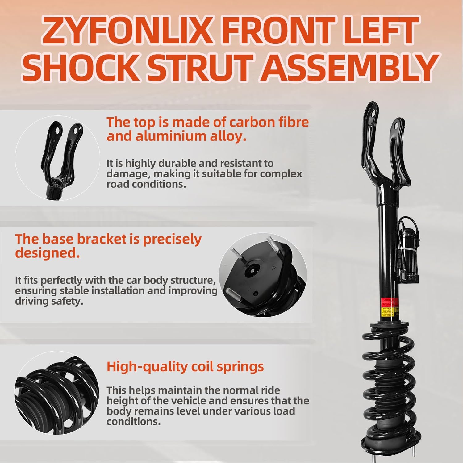Front Left Shock Strut Assembly Compatible with 2012-2015 Jeep Grand Cherokee SRT SRT8 Laredo, Limited, Overland Summit Shock Absorber OEM replace 68139497AC 68139497AE