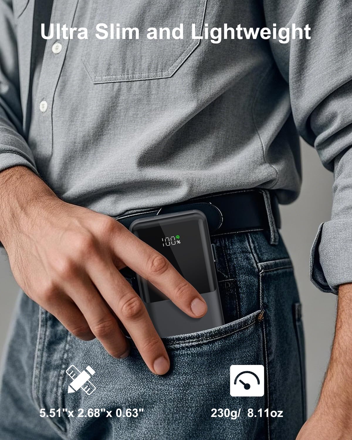 Portable Charger,Slim 10000mAh Power Bank,22.5W USB-C Fast Charging Battery Pack Compatible with iPhone 17/16/15/14/13/12 Pro Samsung Galaxy, iPad, AirPods, Android Tablets (Black) - Image 3