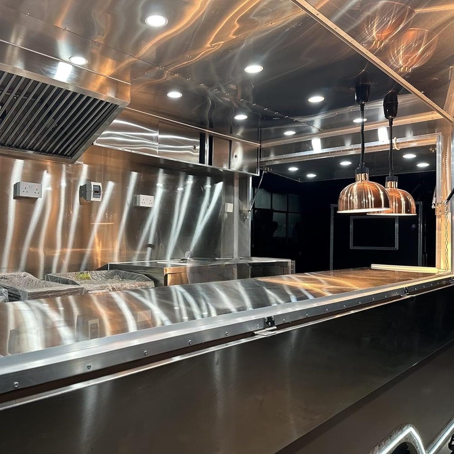 Fully Equipped Food Truck and Food Trailer Combo, Compact Mobile Kitchen for Pizza Burger Grilled Ribs and Coffee Service, Concession Trailer for Small Business use