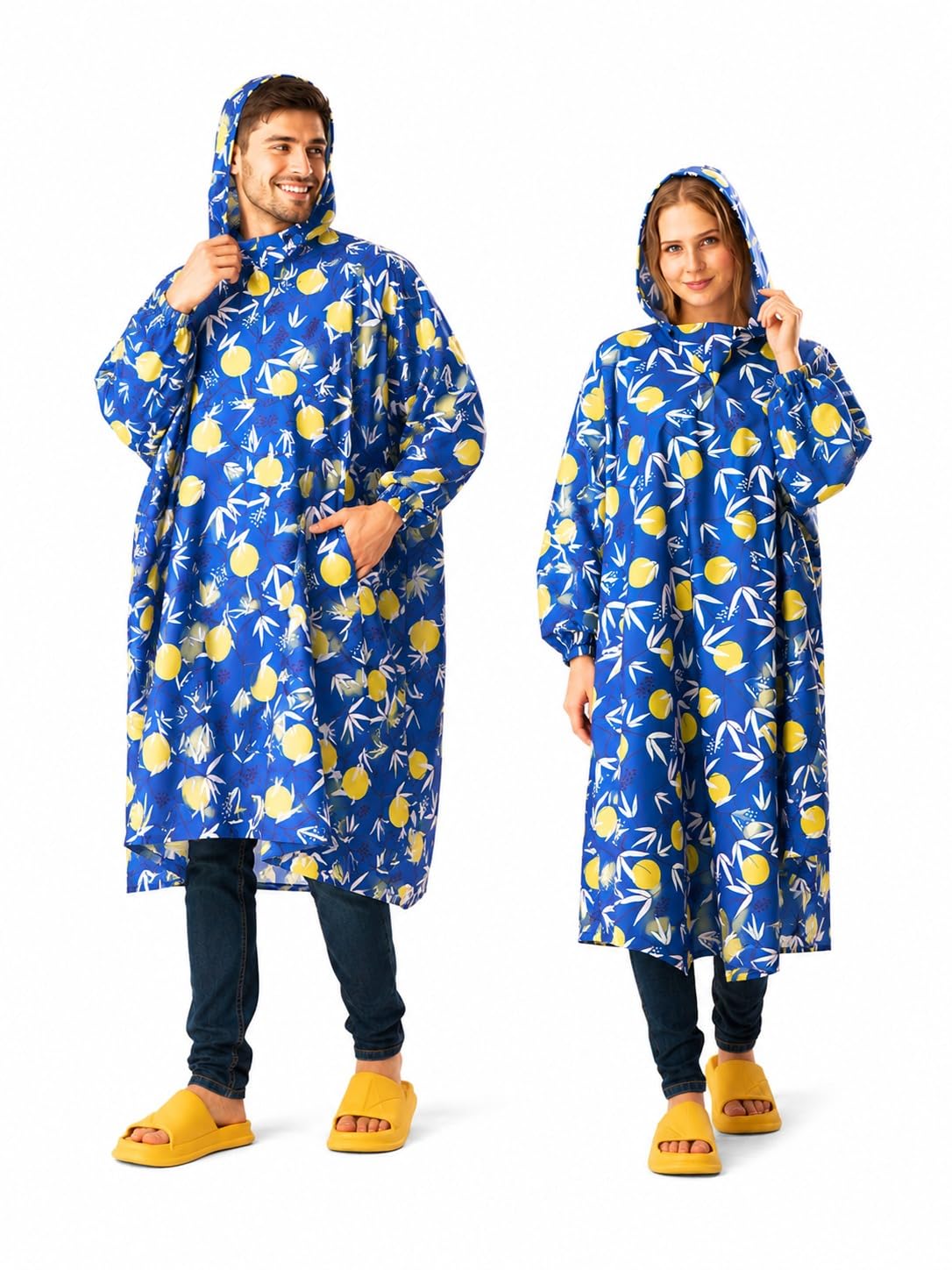 Zeel Unisex Outdoor Rain Poncho for Adult, Waterproof, Lightweight & Packable, Polyester Pullover Full Sleeves Hooded Rainwear, Raincoat for Camping, Hiking, Travelling (AZ32, Free Size, Blue)-image-15