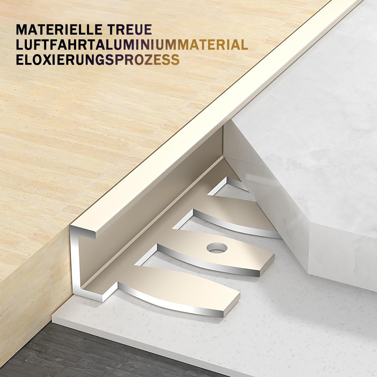Perfil De Borde De Escalera De Aluminio Anodizado En Forma De C - Moldura Flexible De 135cm (juego De 2) - Ideal Para Diseño Interior, Renovación De Viviendas Y Protección De Bordes(Weiß,Hoch: