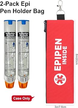 YOUSHARES Fluorescent EpiPen Carry Case - Epi Pen Travel Case Insulated, Epipen Bag Carrier Emergency Medical Pouch, Epipen Holder for Allergy Syringe Medicine Essentials & Diabetes(Fluorescent Red)