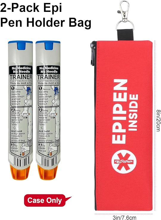 YOUSHARES Fluorescent EpiPen Carry Case - Epi Pen Travel Case Insulated, Epipen Bag Carrier Emergency Medical Pouch, Epipen Holder for Allergy Syringe Medicine Essentials & Diabetes(Fluorescent Red)