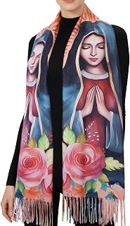 Virgen de Guadalupe Prayer Shawl Scarf Catholic Gifts For Women Mom Mexican Virgin Mary Pashmina Scarves Wrap