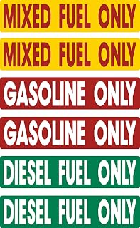 Fuel Tag Batch, Mixed, Gasoline, Diesel, 6 Pack, Equipment, Tool Box, Vinyl Stickers, with Laminate