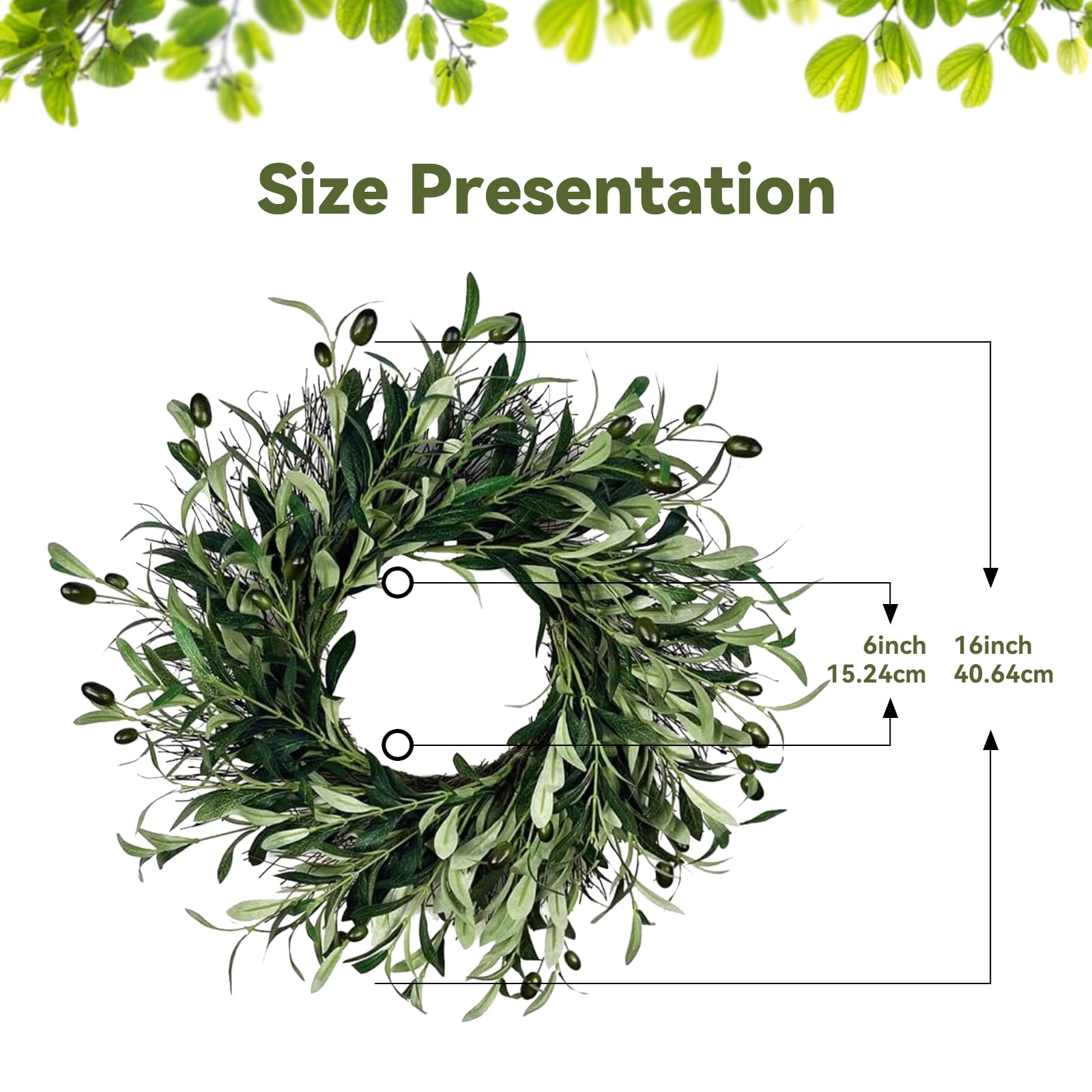 Artificial Christmas Garland with Faux Greenery and Berries | Indoor & Outdoor Holiday Decorations | Olive Wreath for Front Door,Indoor Outdoor,Farmhouse Home and Mantel Garland (16 inch)