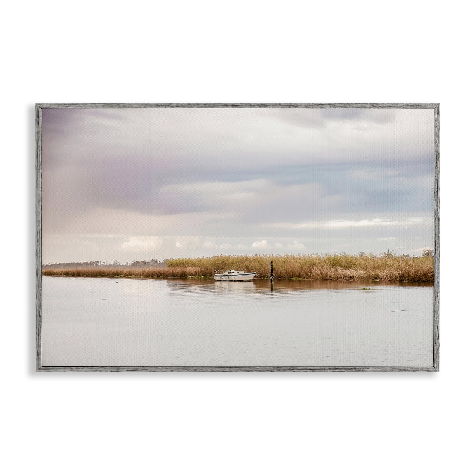 Stupell Industries Farmhouse Gray (Textured) 'Magical Mooring Landscape'| Framed Giclee Art