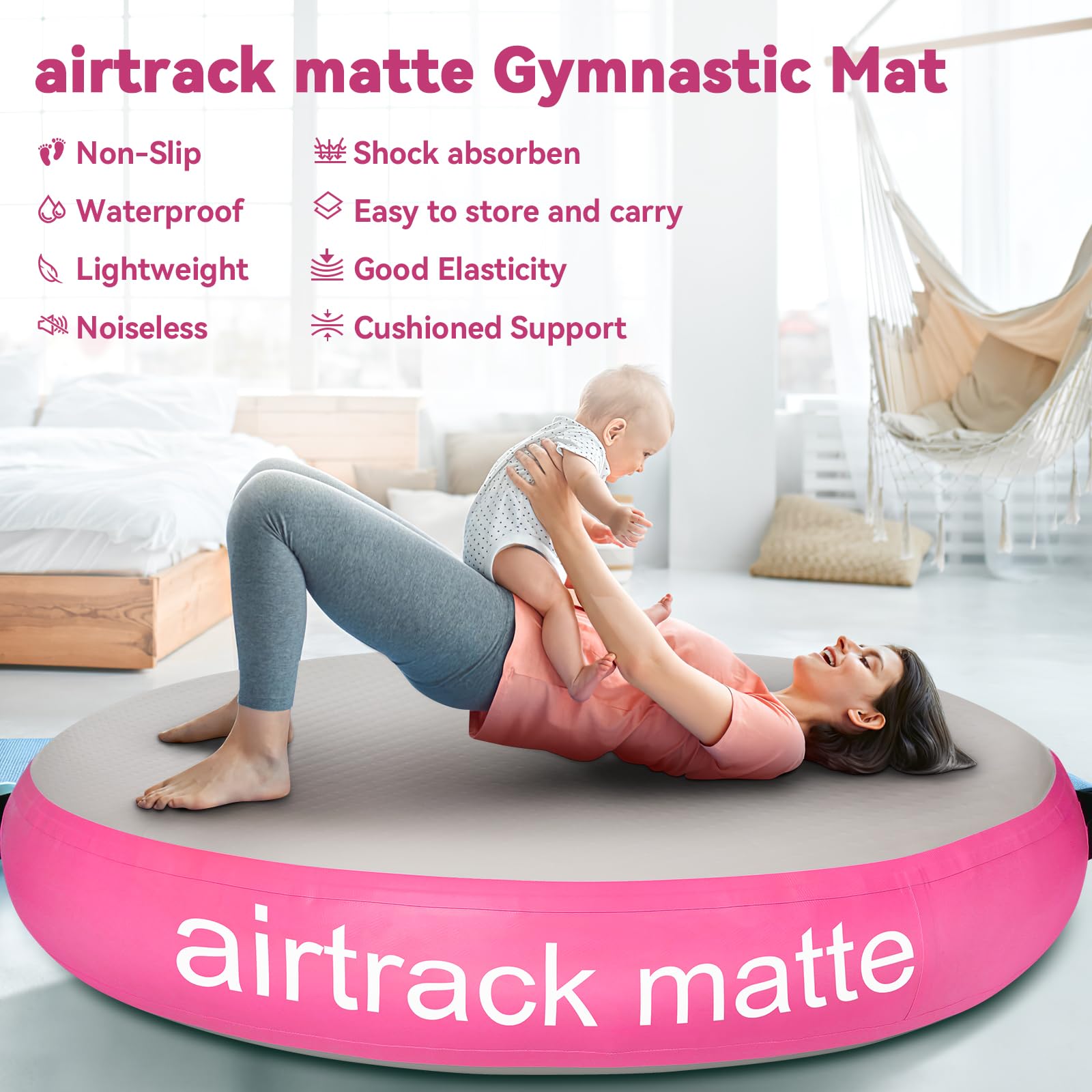 Airspot ginnastica artistica rotundità，diametro 100/140CM di altezza di 20CM ginnastica Tappetino da Ginnastica Gonfiabile Artistica Materasso Yoga Taekwondo con Pompa elettrica