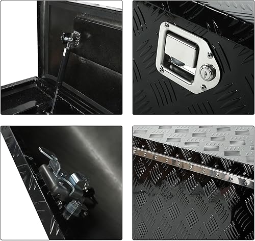 Miniatura 4 de Caja de herramientas de aluminio de 60 x 12 x 14 pulgadas, con patrón de banda de rodadura de 5 barras, caja de herramientas impermeable para debajo