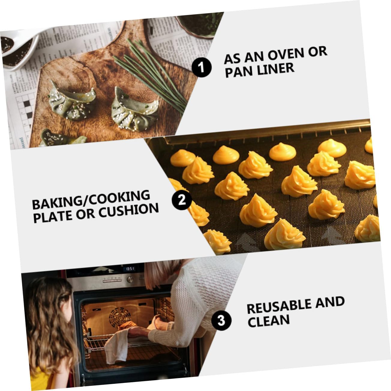 Cabilock 6pcs Silicone Baking Mat Nonstick Oven Liner for Cookies Pizza and Roasted Meat Easy to Clean and Reusable Edge Design