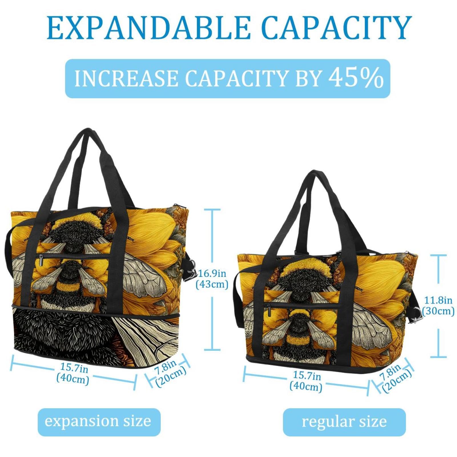 Reisetasche mit grüner Libelle, erweiterbare Wochenendtasche, Übernachtungstasche, wasserdicht, Sport, Fitnessstudio, Krankenhaustasche, Mehrfarbig 6, Eine Größe, Reisetasche