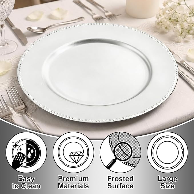 Platos de Charger de 13 Pulgadas Plateados en Pack de 10 miniatura 4