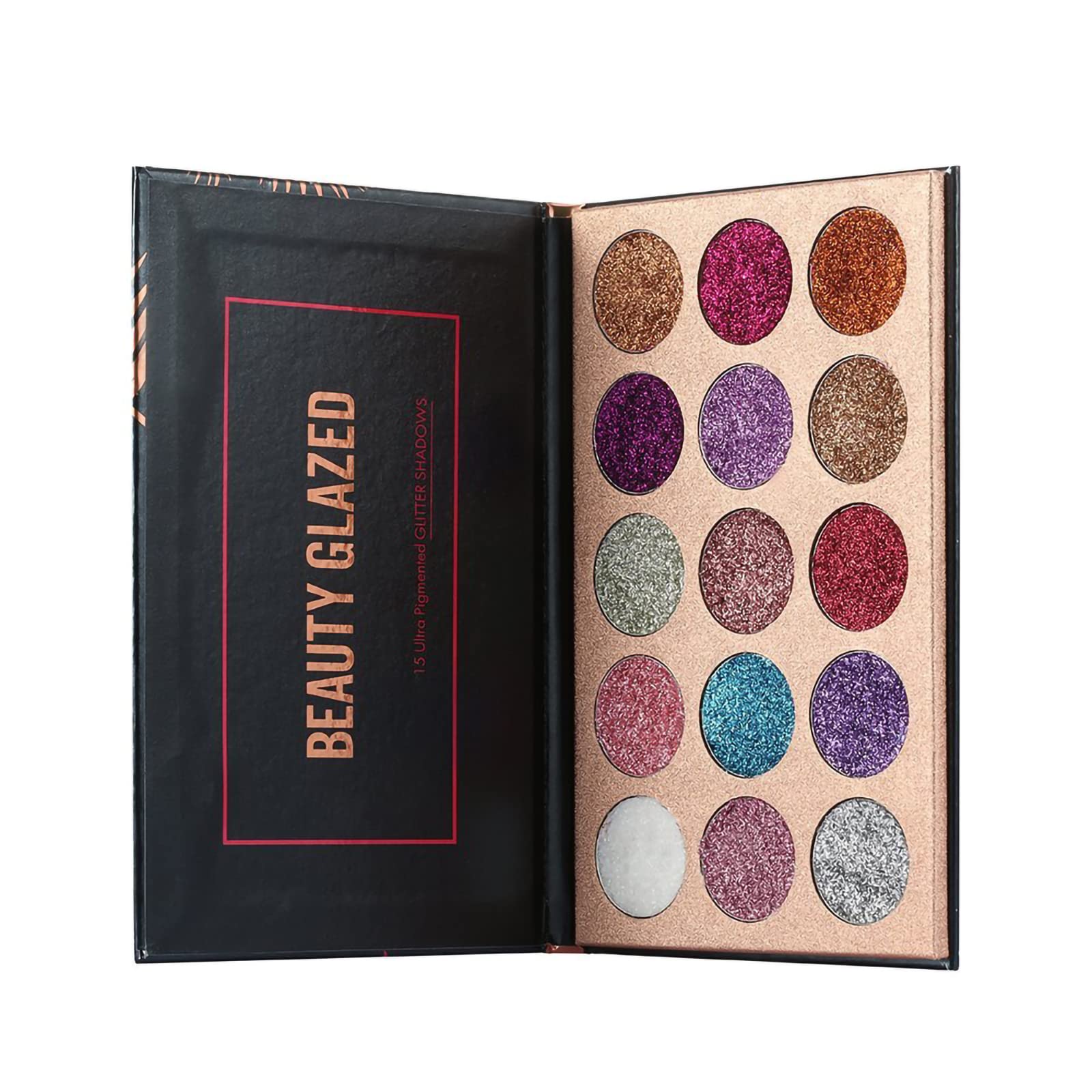 Excefore15 Colors Glitter Eyeshadow Palette Shimmer Ultra Pigmented Makeup Eye Shadow Powder Long Lasting Waterproof