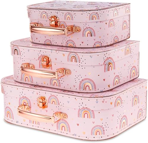 Miniatura 8 de Jewelkeeper Joyero musical de bailarina con 3 cajones extraíbles, maletas de cartón, juego de 3 cajas de regalo para cumpleaños, boda, Pascua,