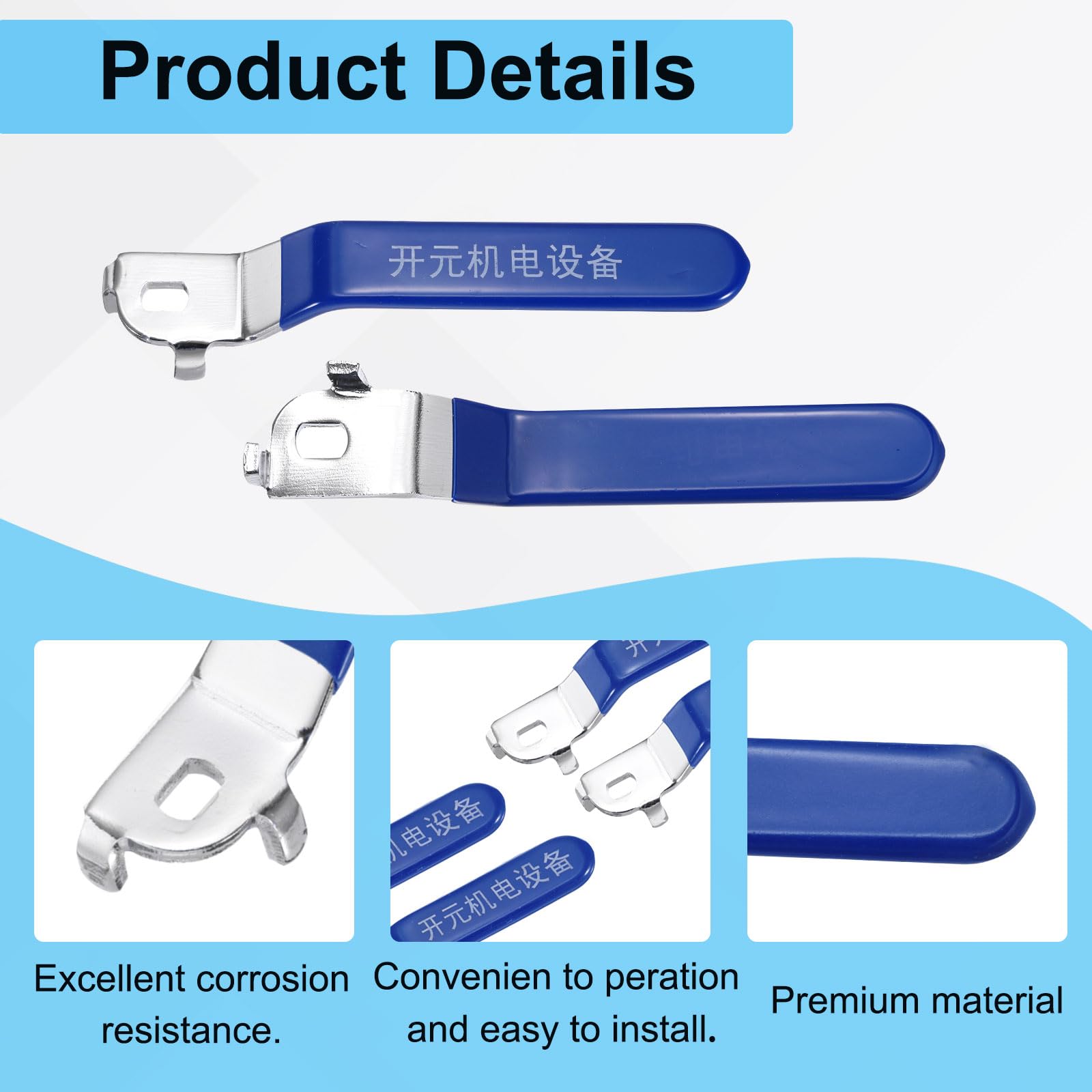 PATIKIL Lever Handle for Ball Valve 1pcs Metal Valve Handle Total Length 166mm with Hole Size 12x8x4mm for Outdoor Faucet Replacement Repair Hose Bib Blue - Image 3