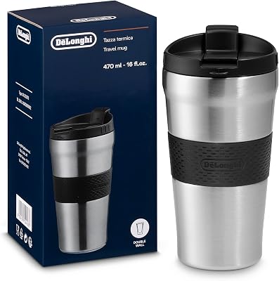 DeLonghi AS00003192, DLSC073 Reisebecher, Isolierbecher | 470ml | Edelstahl