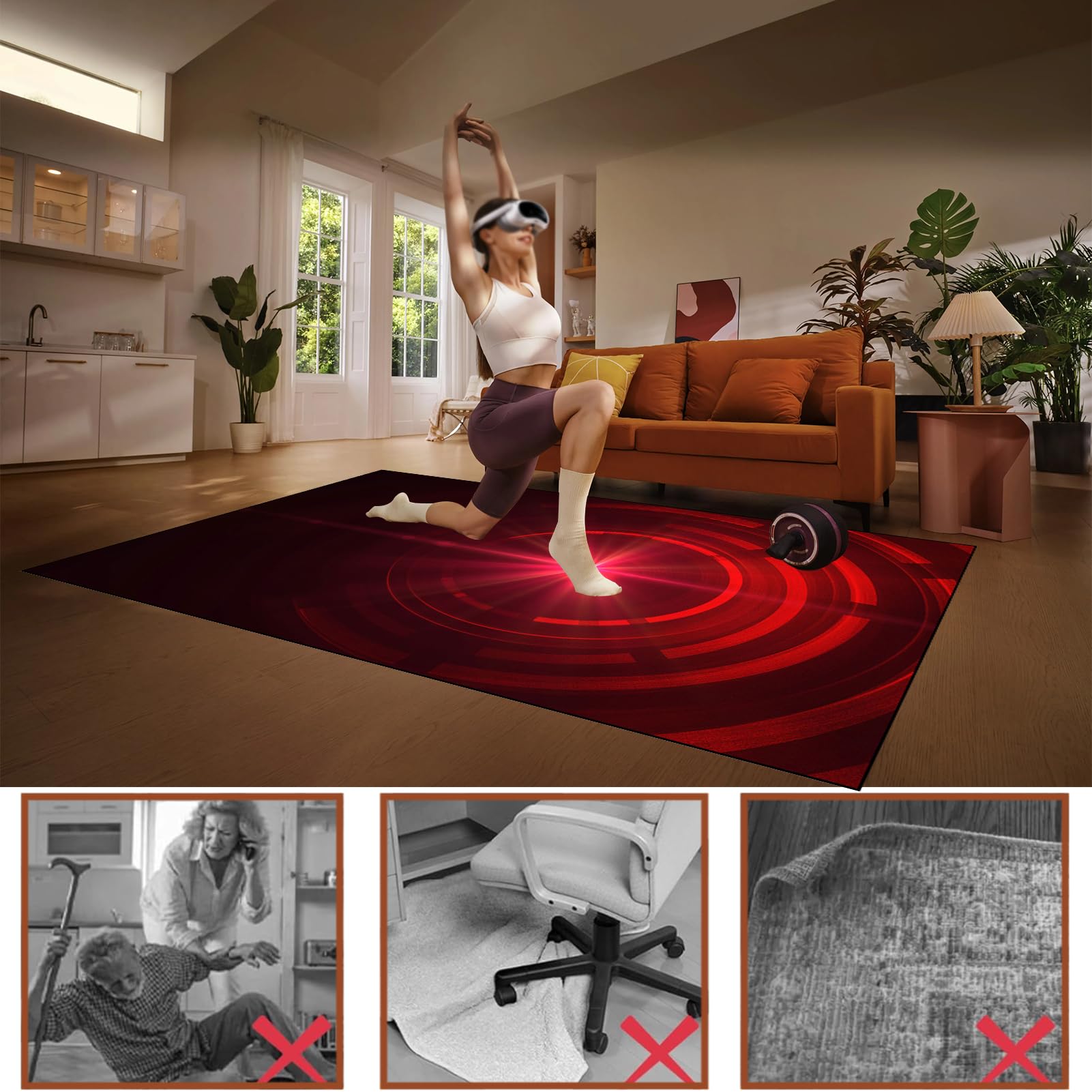 Dywan Krzesło Gamingowe, Ochraniacz Podłogi Wózki Inwalidzkie Biuro, Mata Ochronna Na Podłogi, Antypoślizgowa Mata Do Komputera Gry Na Podłogę 160 x 220 cm