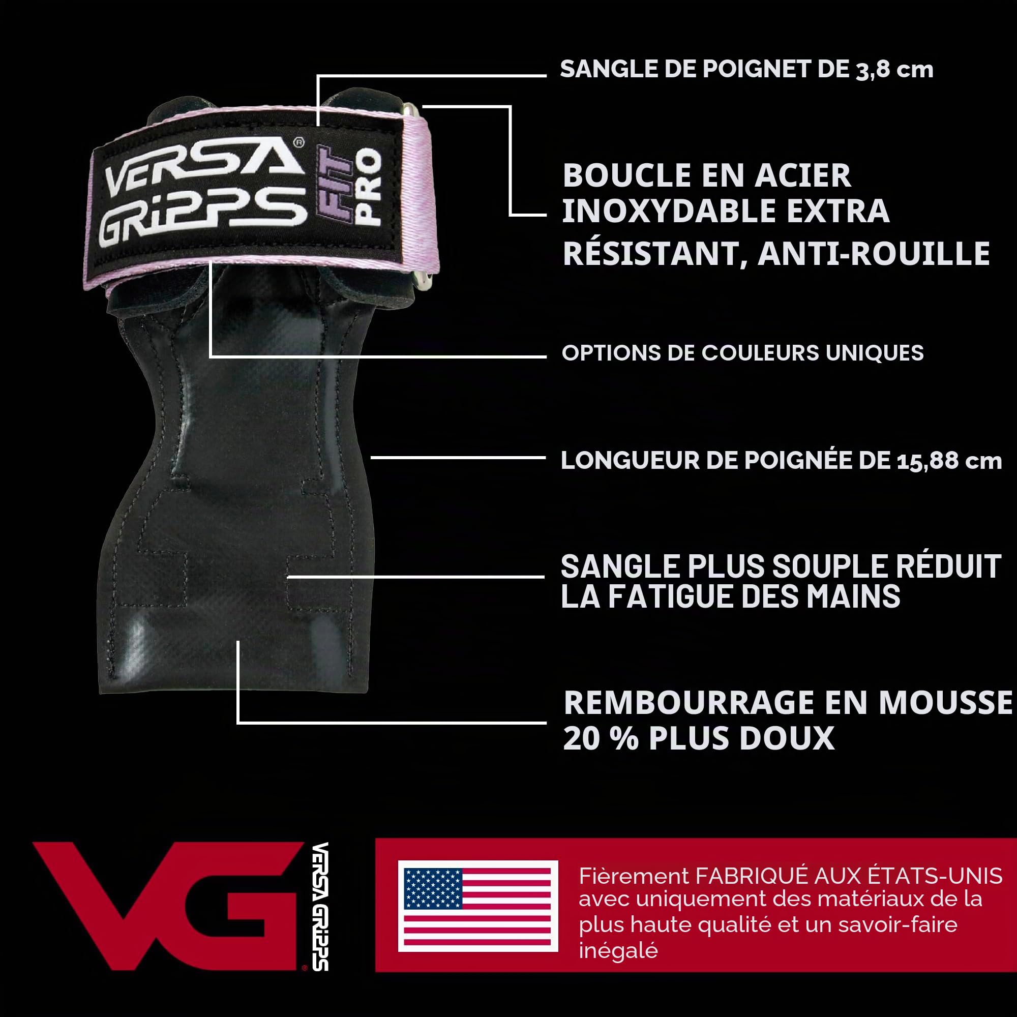 Versa Gripps® Fit Pro, fabriqué aux États-Unis, sangles de poignet pour athlète féminine, le meilleur accessoire d'entraînement