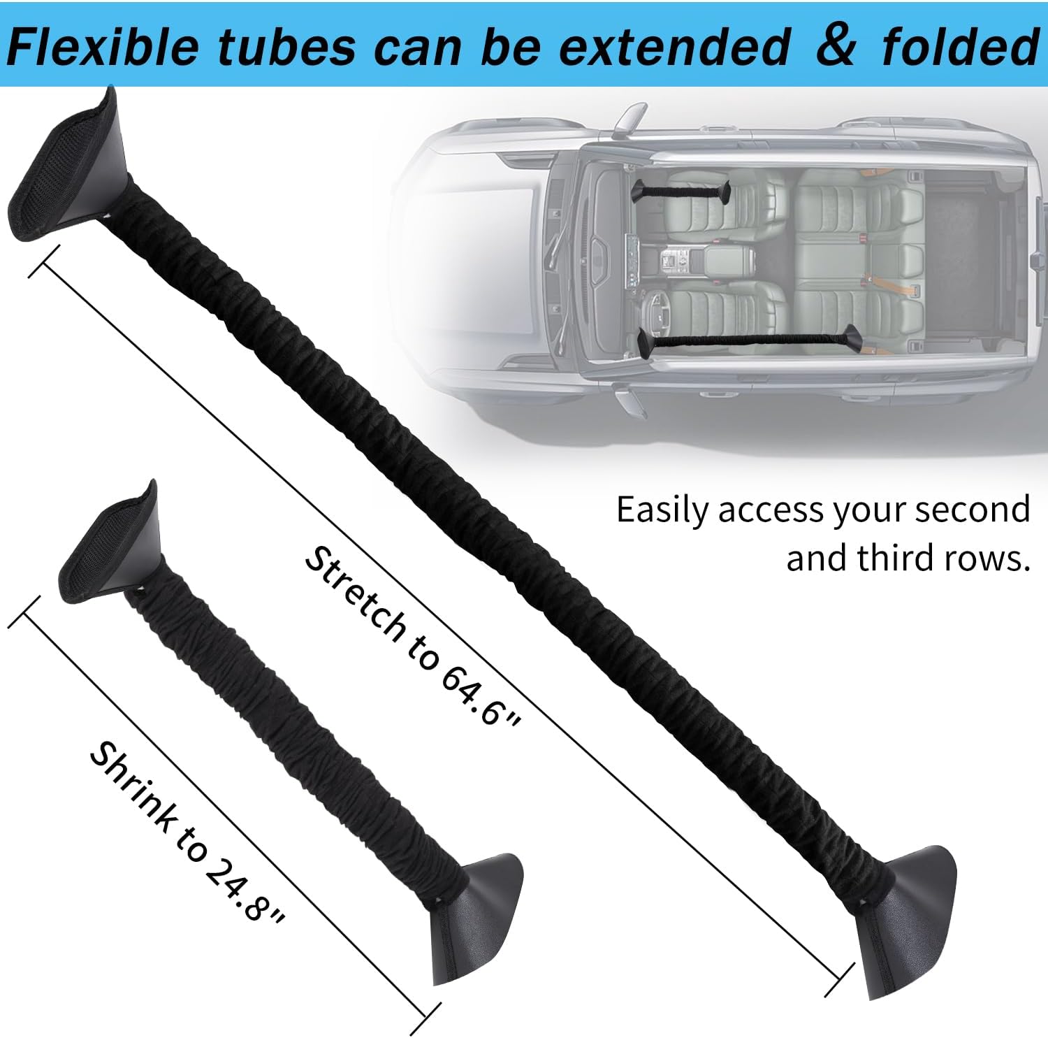 Rsobl Car Air Conditioning Vent Hose,Air Conditioning Vent Extender for Vehicles,Directs Cool Air for Back Seat Make Cool or Warm,Extended and Contracted(Patent Pending),Black (2)