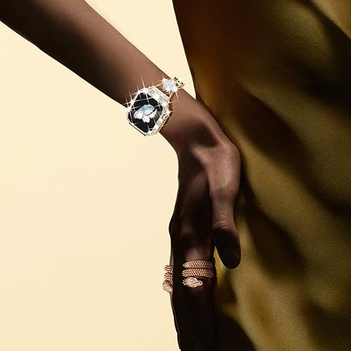 Miniatura 8 de Surace Compatible con correas doradas de Apple Watch de 1.575 pulgadas para mujer, joyería de diamantes de imitación de acero inoxidable con funda