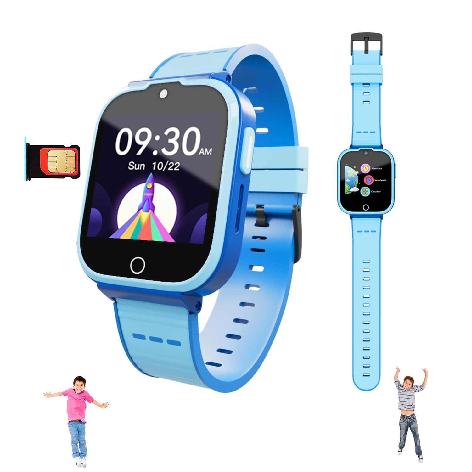 SPIKY Cyclops Kids Smartwatch | WiFi, Geo Fencing, Video Call, Voice Call, SOS | Best for Kids Boys & Girls | Suitable for 4 to 14 Years | 4G Calling GPS Watch with IP67 Waterproof (Blue)