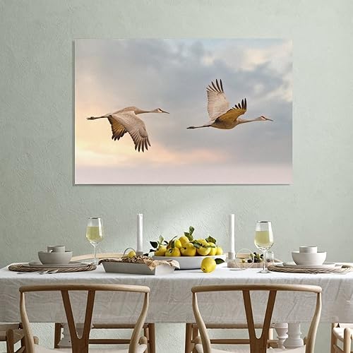 Miniatura 3 de Póster de lienzo con diseño de grúas voladoras de Sandhill Cranes para decoración de dormitorio, paisaje deportivo, oficina, habitación, regalo,