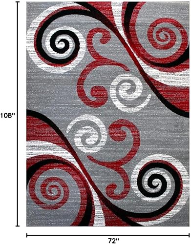 Miniatura 2 de Masada Rugs, Stephanie Collection - Alfombra de área moderna y contemporánea, 1100, rojo, gris, blanco, negro (6 pies x 9 pies)