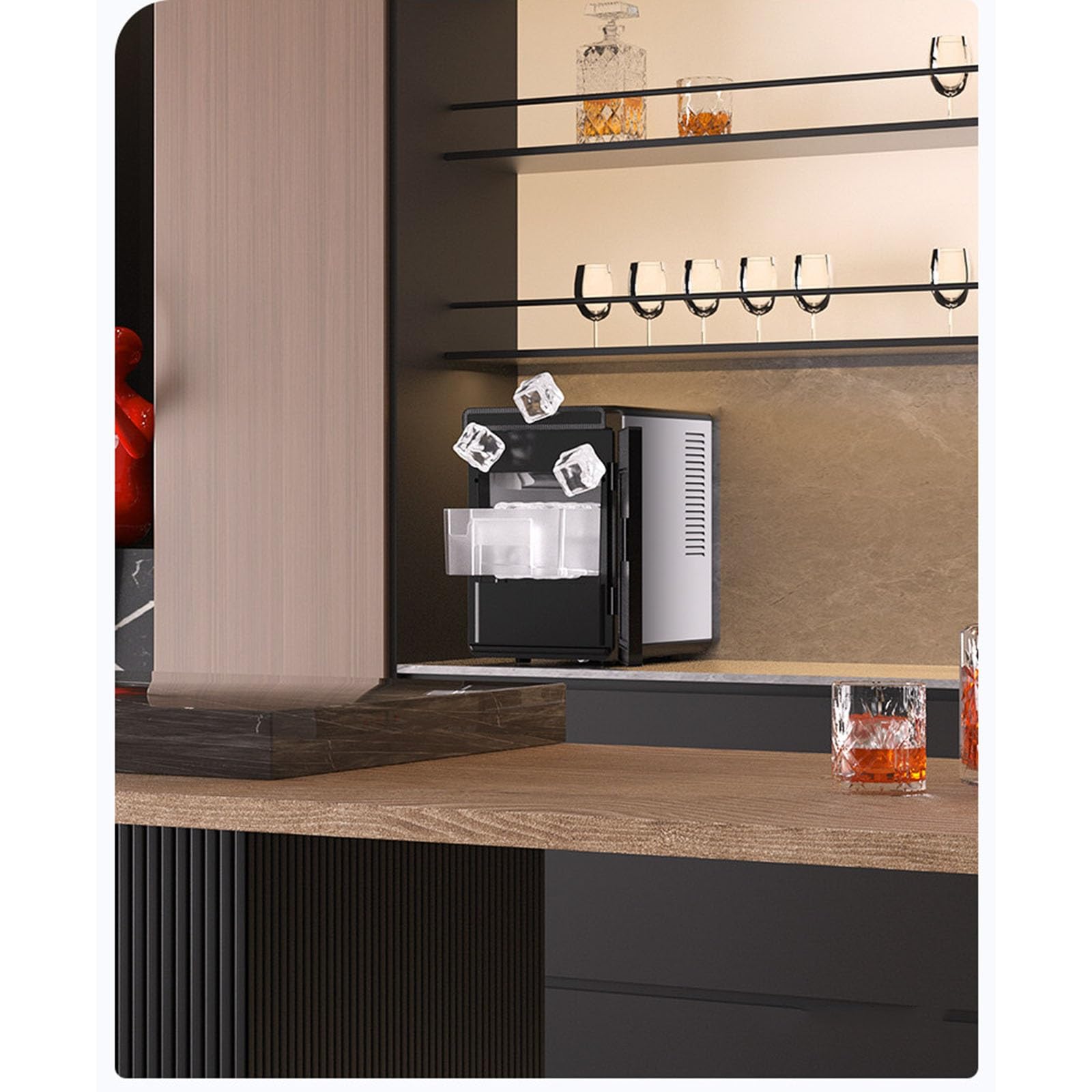 Macchina per Il Ghiaccio Compatta,Macchina per Il Ghiaccio Portatile,Produzione Ghiaccio Programmata 24 Ore,Ideale per Bar E Piccoli Usi Commerciali(C)