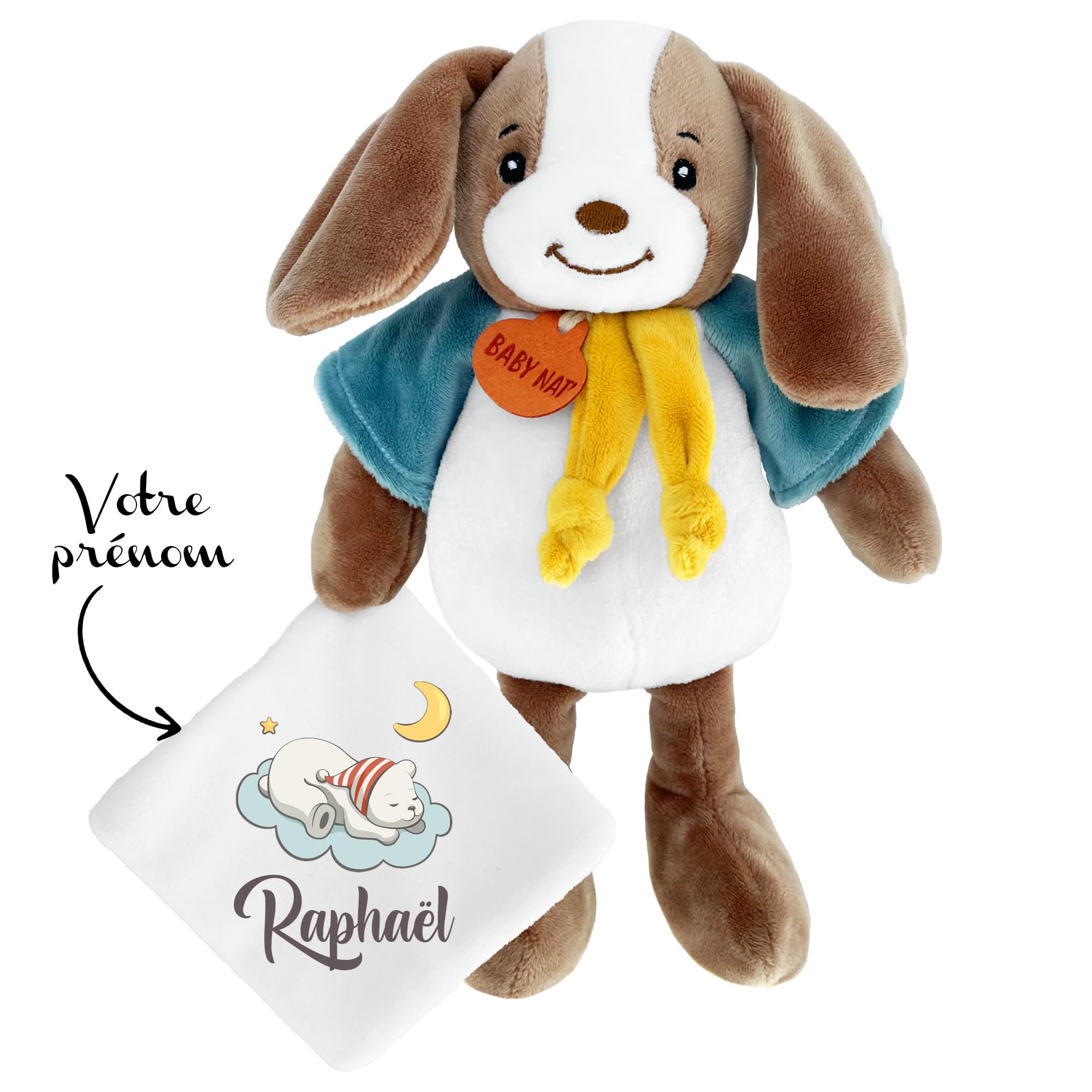 Doudou Personnalisé KDO MAGIC – Peluche Avec Prénom – 8 Animaux Au Choix – Cadeau Naissance, Anniversaire, Bébé – Qualité Sublimation Lavable