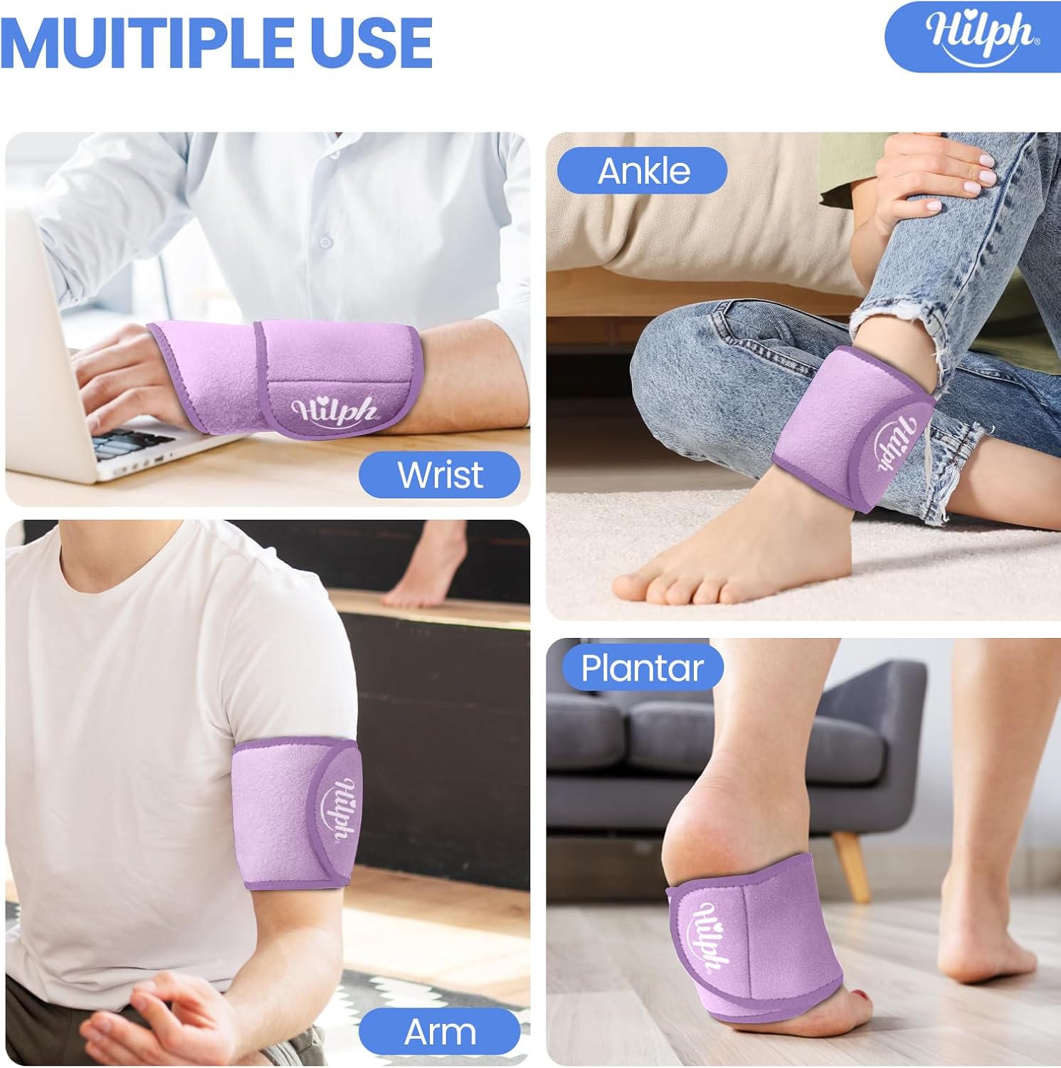Hilph Wrist Ice Pack Wrap for Carpal Tunnel Relief, Reusable Wrist Brace with Gel Pack Hot Cold Compression for Hand Injuries, Rheumatoid, Tendonitis, Swelling, Surgery Gift for Men Women, Purple - Image 5