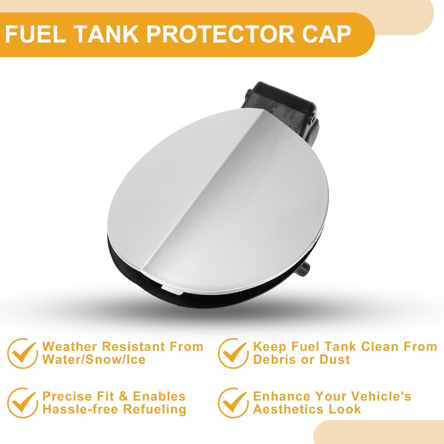 Fuel Tank Door Cap for Volkswagen CC 2006-2012 Fuel Filler Flap Cover Bolt Type No.3C8809857C Silver Tone ABS