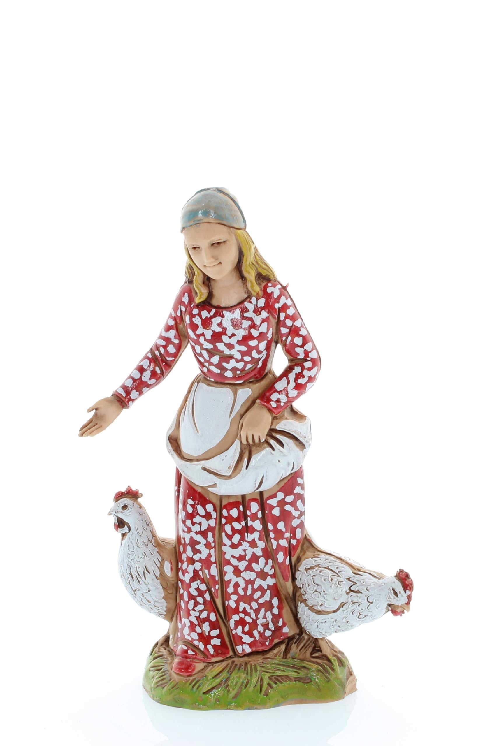 Moranduzzo Woman with Chickens for Nativity Scene of 4 Inch Scale 1:20 - Unbreakable Nativity Figures - 18th Century Style, Hand-Finished Painting, Official Product, Made in Italy, Sculptor M. Landi