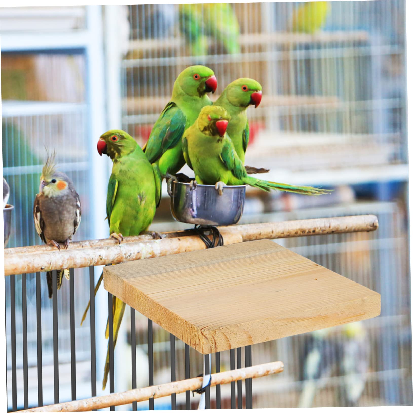 Hohopeti 2Pcs Wooden Bird Perch Platforms Sturdy Stands for Parrots Budgies and Small Birds Easy Installation Cage Accessories Attachment