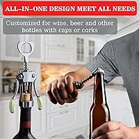 Vista 4 de KORCCI Abridor de Vinos, Abridor de Botellas de Vino, Sacacorchos de Ala de Aleación de Zinc Resistente, Sacacorchos Abridor de Cerveza