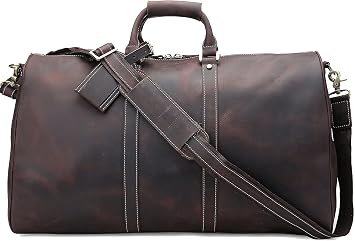 Polare 23 Classic Full Grain Leather Travel Duffel Weekender Bag Overnight Duffle Bag For Men