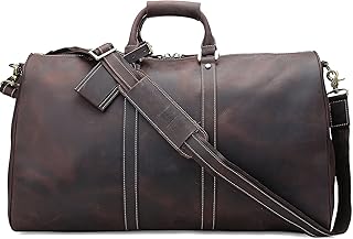 Polare 23'' Classic Full Grain Leather Travel Duffel Weekender Bag Overnight Duffle Bag For Men