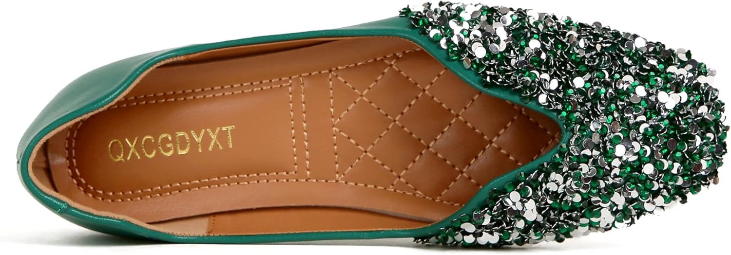 Flats Shoes Women Rhinestone Square Fashion Ballet Flats Wedding Flats for Women Comfortable Slip on Low Heel Dress Shoes - Image 5