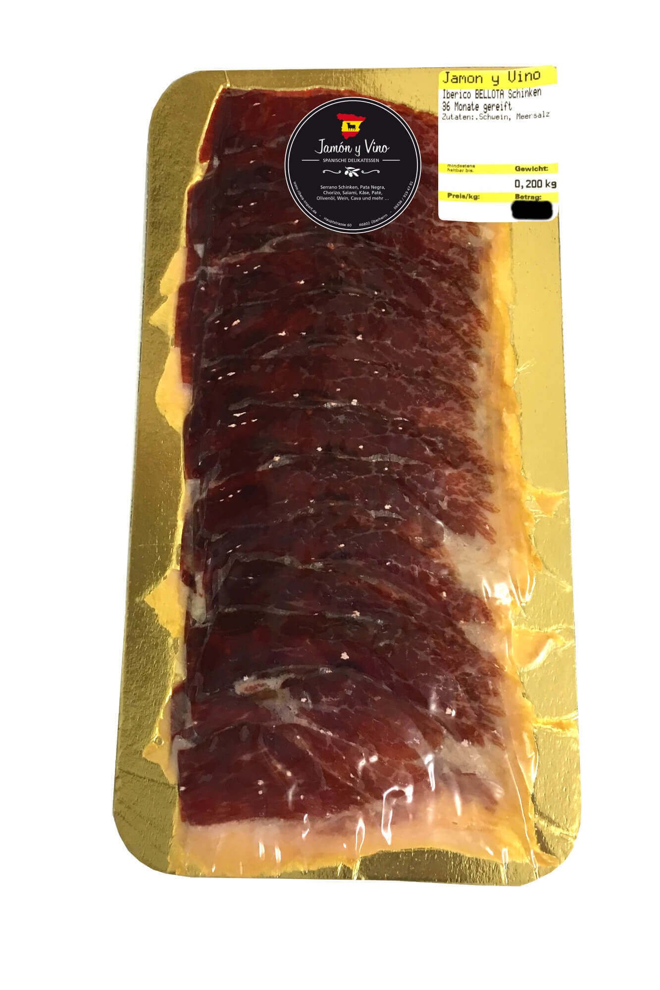 Pata Negra Ibérico BELLOTA Schinken, +36 Monate gereift, OHNE ZUSATZSTOFFE, geschnitten (3x 150g)