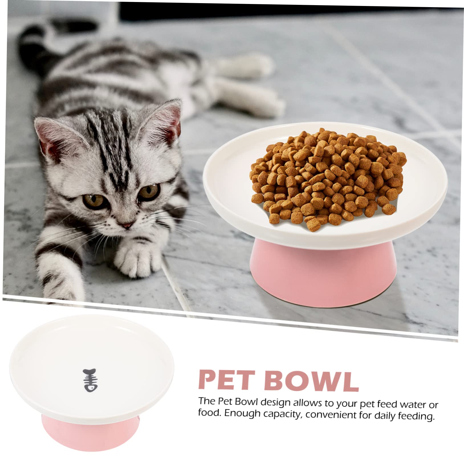 Hemobllo Gamelle pour Chat en Céramique, Surélevée, Protection du Cou, Base Stable, pour Repas des Chats, Facile à Laver