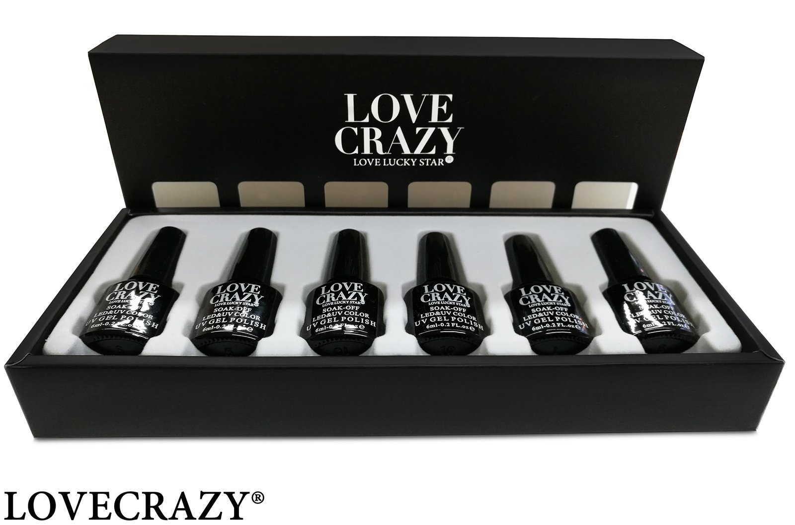 LOVECRAZY® Esmaltes de Gel Semipermanente para Uñas, Paquete de 60 Colores, Base Coat y Top Coat, Lámpara Secador de UV/LED