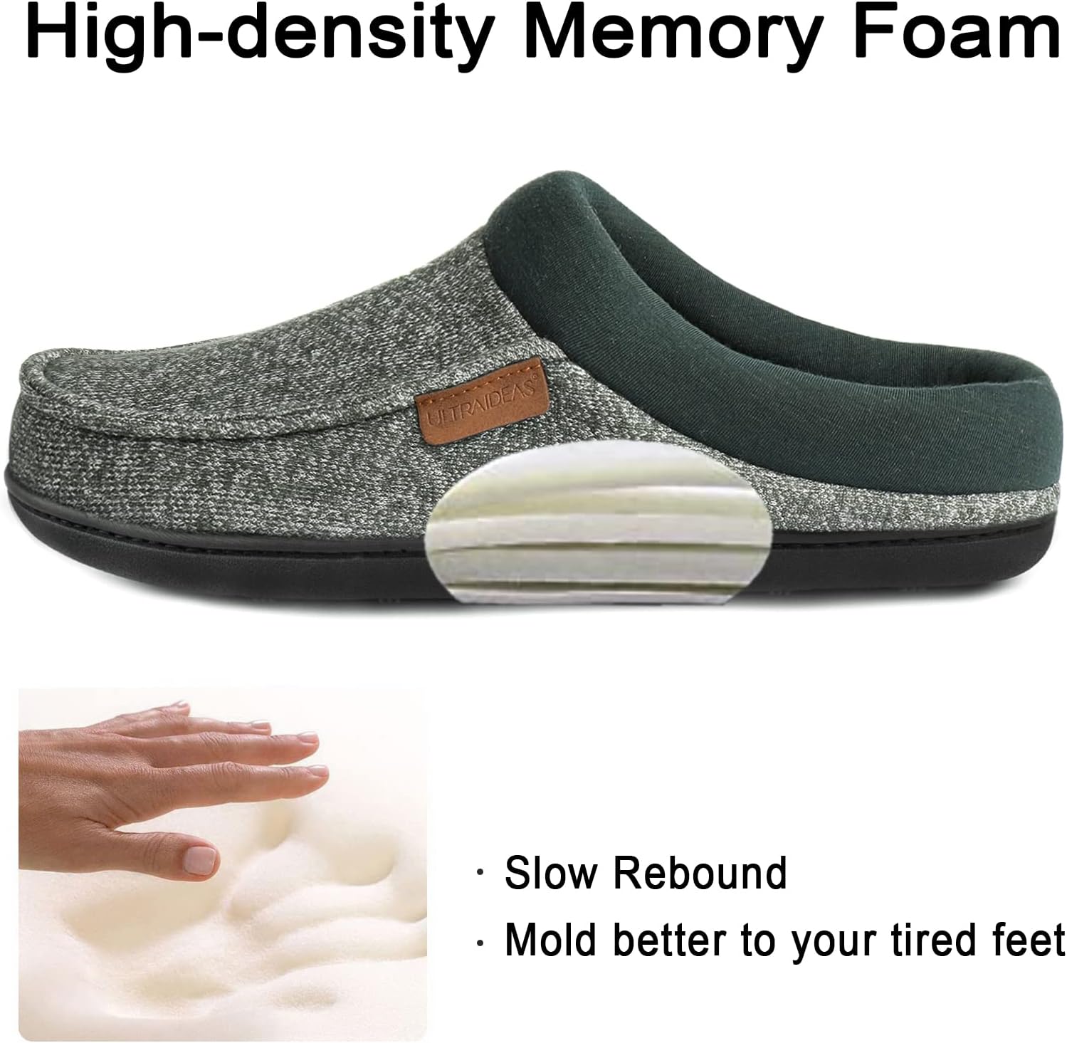 ULTRAIDEAS Men's Warm Fuzzy Moccasin Clog Slipper, Slip on Winter Comfy Indoor/Outdoor House Shoes - Image 3