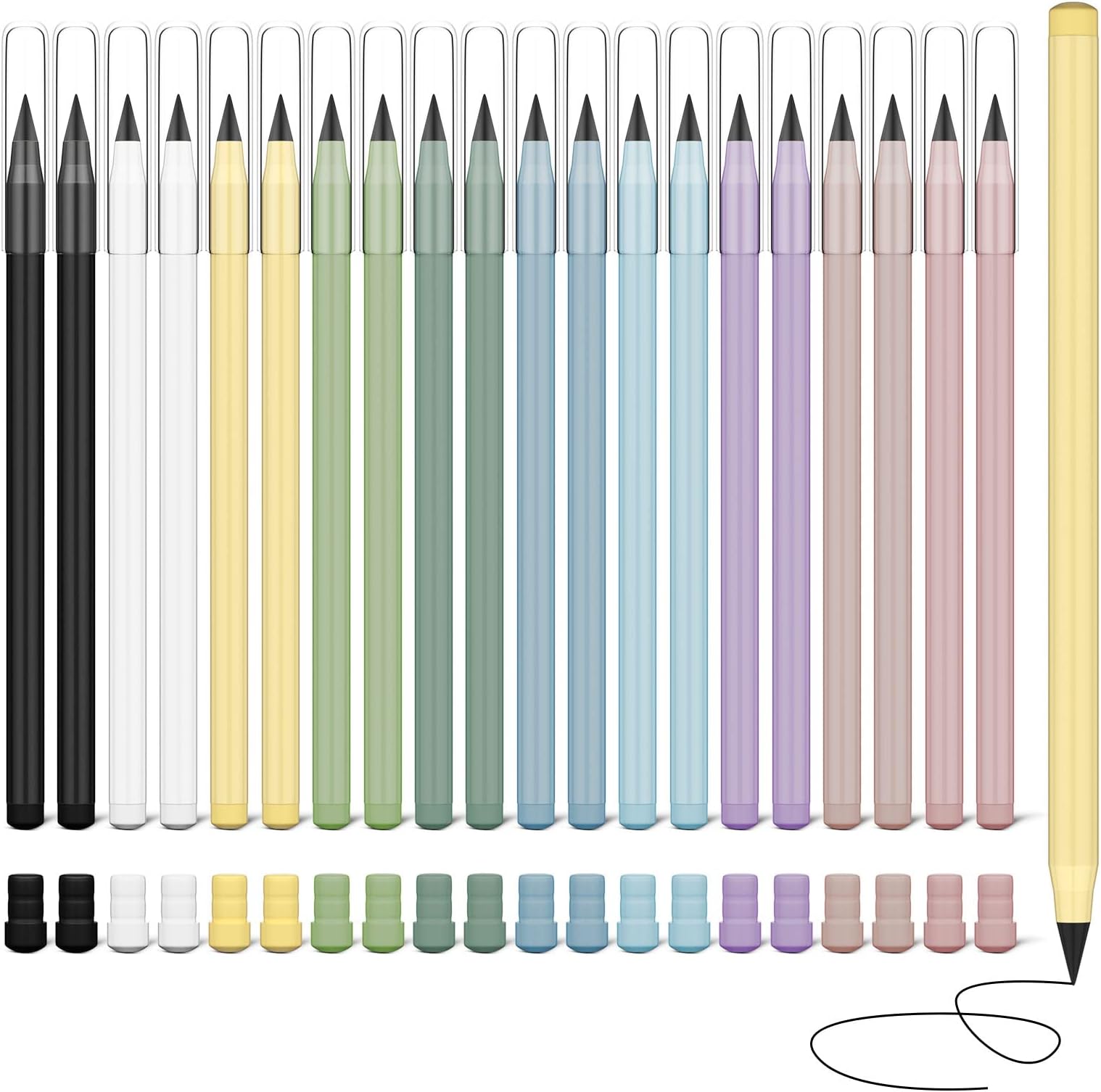 Ainiv Everlasting Pencil - 20 Pack Infinity Pencils with 20 Extra Erasers, Ideal for Home, Office, School Writing & Drawing