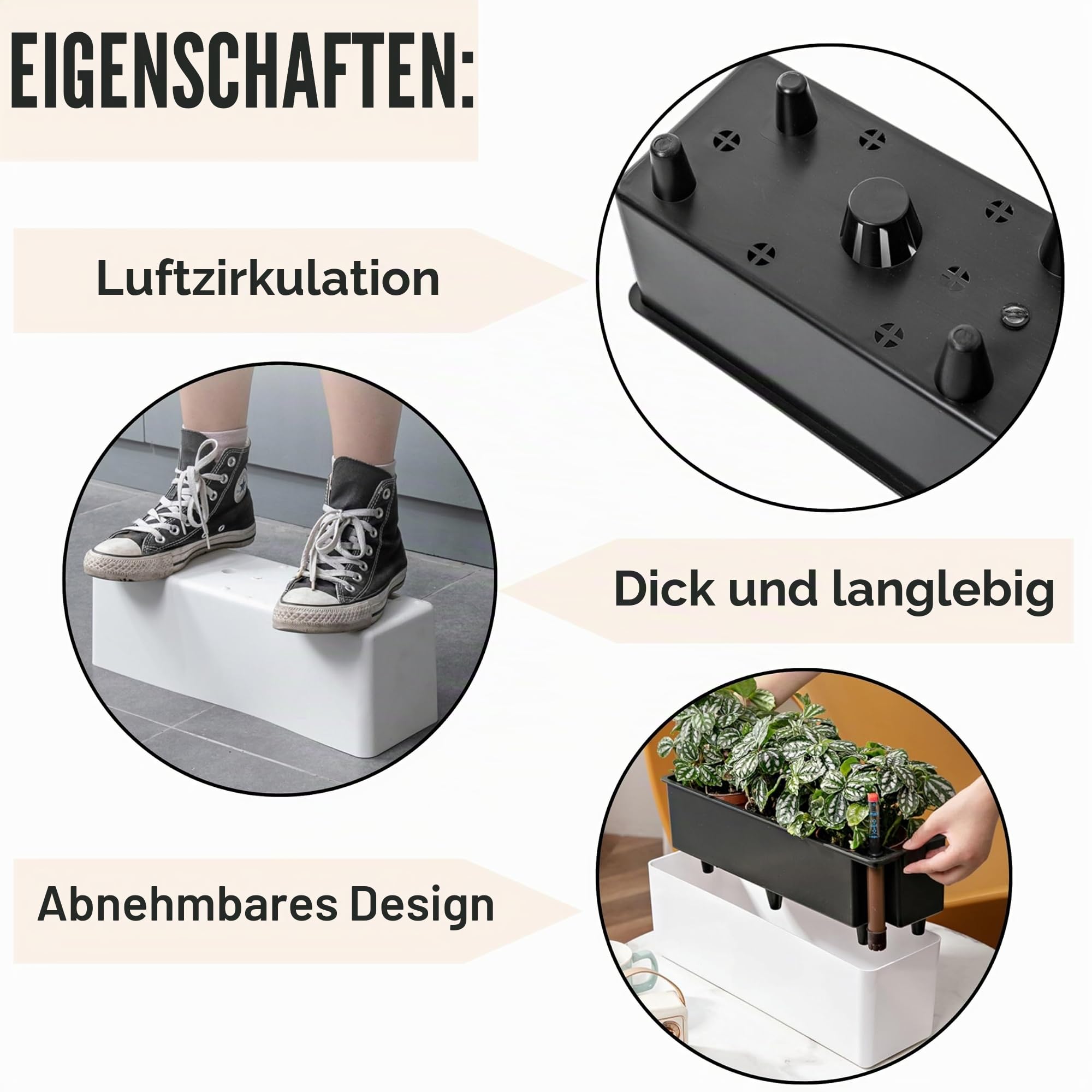 LaLaGreen Pflanzkasten für Zimmerpflanzen (40,6 cm, 2 Stück), weiß, rechteckig, selbstbewässernder Blumentopf, große Fensterkästen, Pflanzgefäße mit Drainage, dekorativ, modern, Balkon, Fensterbank