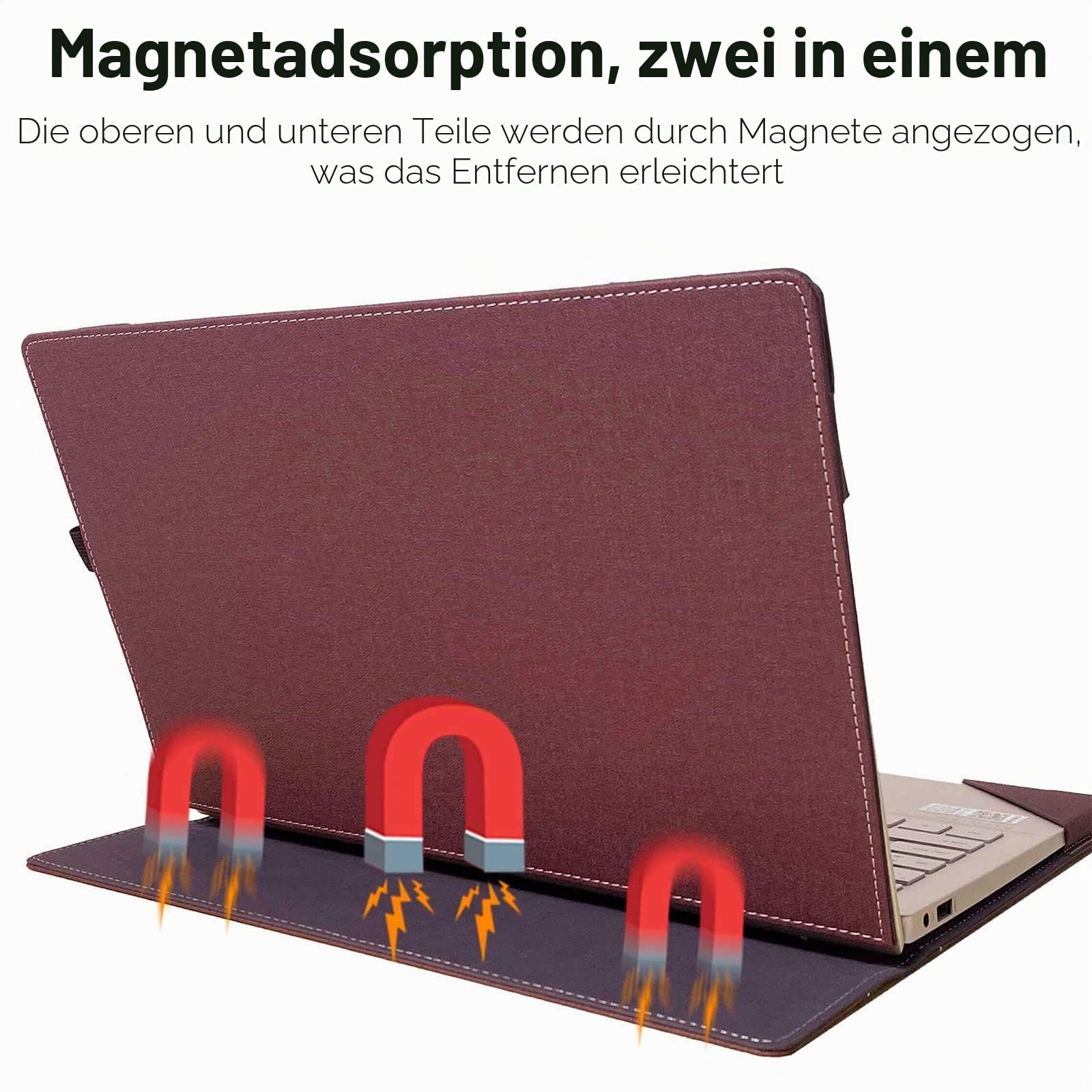 Schutzhülle für Samsung Galaxy Book5/4/3 Pro 360 & Book4/3 Pro & Book 4/3 Ultra [Nicht passend für Book4/3 360], 2-in-1-Hülle, PU-Leder, Weinrot