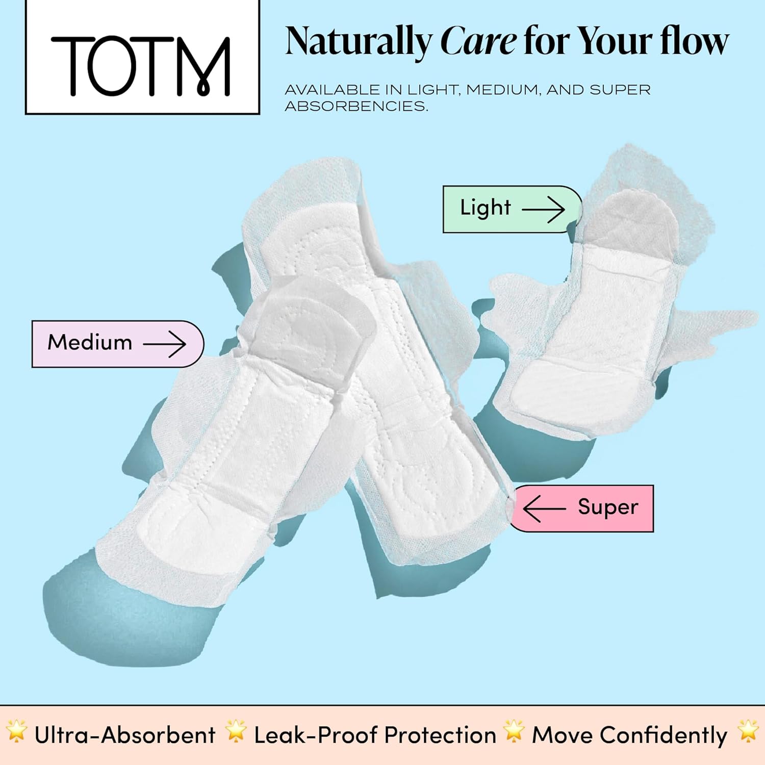 TOTM Organic Cotton Day Pads, Pack of 10