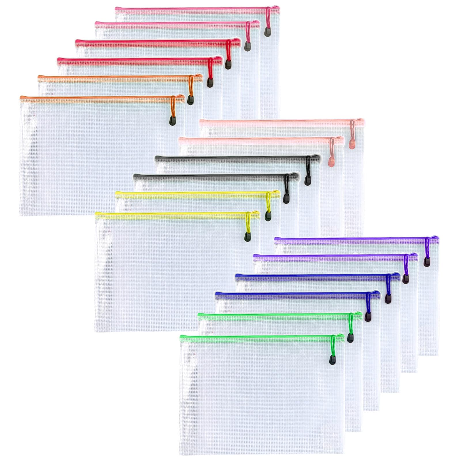 18 bolsas de malla de plástico con cremallera para documentos, bolsa con cremallera (multicolor, 3 x 5 pulgadas)