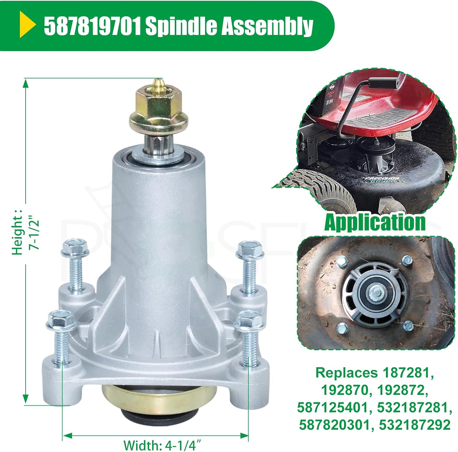 587819701 Spindle Assembly Kit with 153535 Pulley Replaces 187281 532187292 587820301 587253301 532192870 21549012 587125401 192872 173436 for Husqvarna 54 Z254 LGT2654 RZ5424 YTH24V54 Decks